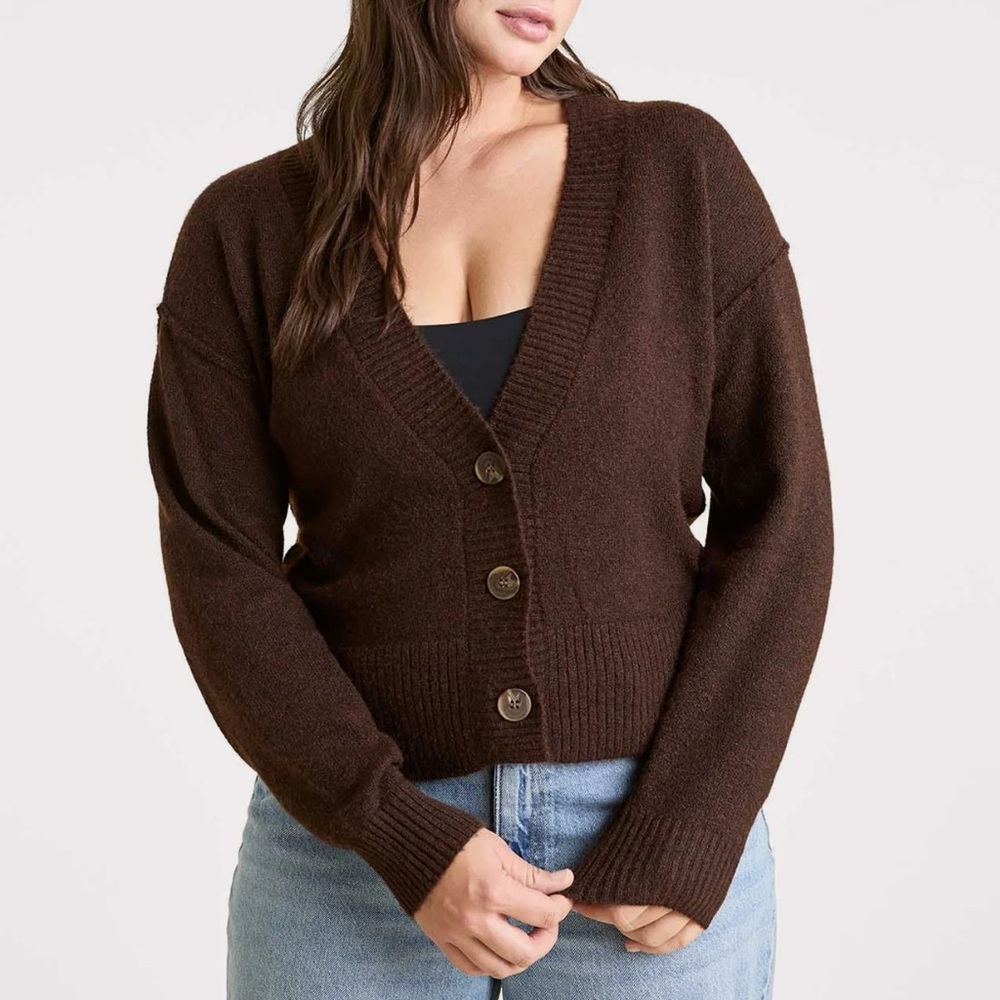 Nuuds Cozy Knit Cardigan Coffee Brown Size XXXL